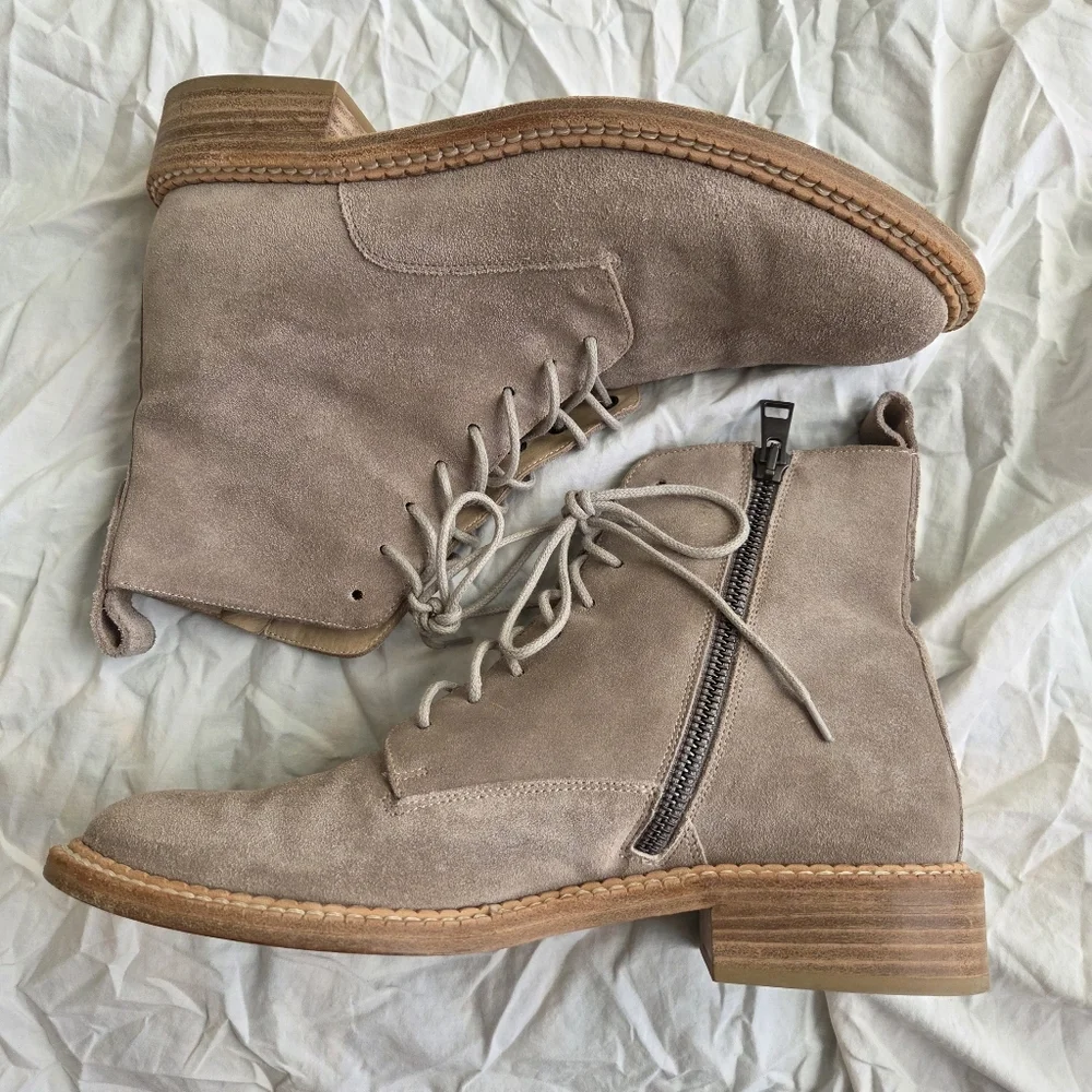 Vince Women's Cabria Suede Lace Up Ankle Boot Almond Toe Sz 7.5 - Picture 13 of 13